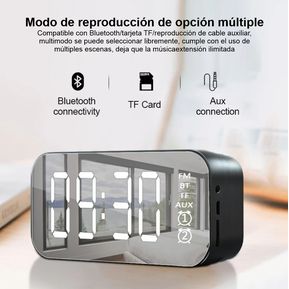 Speaker Radio Reloj Despertador Espejo Bluetooth Fm Sd K-10
