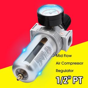 12 & quot; Combo de filtro y regulador de compresor de aire de flujo medio con manómetro  drenaje manual