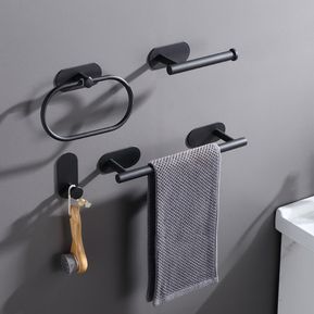 No Drilling Black Bathroom Accessories Sets Toilet Tissue Roll Paper H