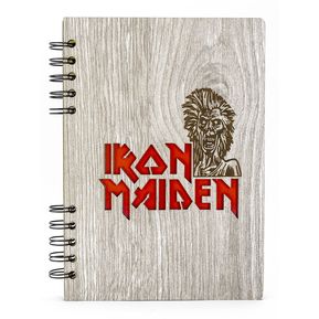 Libreta de Iron Maiden en madera Agenda Cuaderno de Notas Apuntes