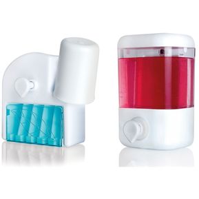 Combo dispensador de jabón liquido y dosificador de crema dental con organizador para 5 cepillos de dientes