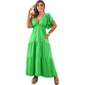 Vestido Verano Campana Elegante Fiesta - Verde