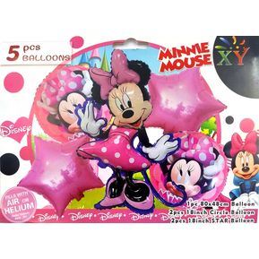 Bouquet Minnie Mouse Globos Vestido Rosado Polka Fiesta Niña