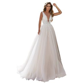 Vestido De Novia Elegante Apliques De Encaje Con Tirantes