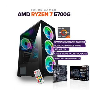 TORRE GAMER RYZEN 7 5700G/ 16GB RAM /1TB  M,2 SSD/ BOARD A320M