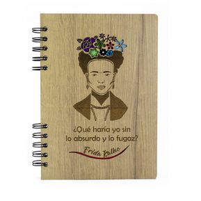 Libreta de Frida Kahlo en madera Agenda Cuaderno de Notas Apuntes
