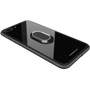 Bakeey 360   Rotation Ring Kickstand Funda protectora de vidrio magnético para iPhone 7 Plus / 8 Plus - i7 Plus Negro