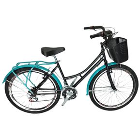 Bicicleta playera rin 26 Dp parrilla canasta urbana negro azul