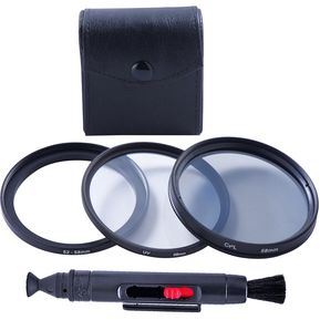 Set Lápiz Limpiador, Filtros Uv, Polarizador 52-58mm para Canon Nikon