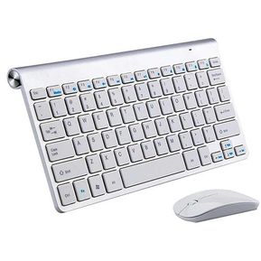 Kit Mini Teclado + Mouse Óptico Inalámbrico Multimedia Keyboard Blanco