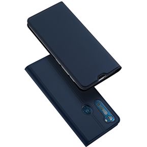 Funda de cuero con ranura para tarjeta para Motorola Moto One Fusion Plus - Azul