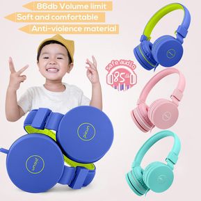 Picun Kids Ear Over Wired Headphones Auriculares  Turquesa