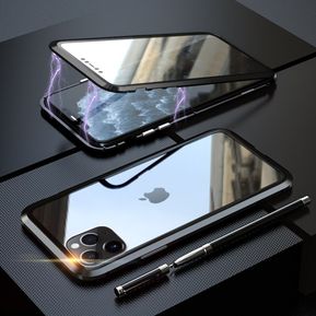 Funda magnética de protección completa para iPhone XR XS MAX X 9 8 7 Plus SE 360,Funda de cristal para iPhone 11 Pro Max,Funda,Funda,2020(#black)