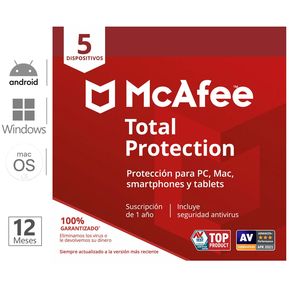 Antivirus McAfee Total Protection 5 Dispositivos 1 año
