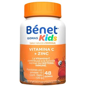 gomas kids benet vitamina c y zinc sin azucar    tarro x 48 und