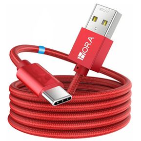 Cable Cordón TC USB-Tipo C Rojo 1Hora Enmallado Carga Rápida Datos