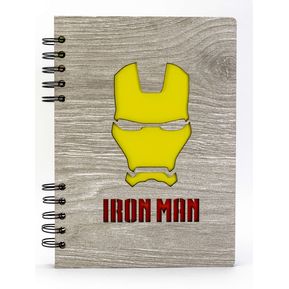 Libreta de Iron Man en Madera Agenda Cuaderno de Notas Apuntes