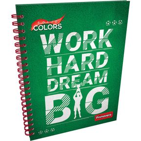 Cuaderno Argollado Pasta Dura Grande Solid Colors Work Hard Dream Big 80 Hojas Cuadriculadas
