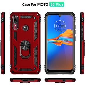 Case Funda Motorola Moto E6 Plus Anti Golpes con soporte - Rojo