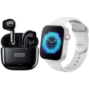 Lenovo LP40 PRO audífono Bluetooth y reloj inteligente i8 Pro Max pantalla grande de 1.75 pulgadas