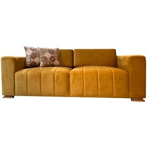 Sofa 3 Puestos BRUNI - Muebles Masizos - Tela Amarilla ANTIFLUIDO