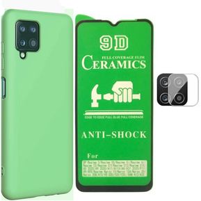 Silicone Case Para Samsung A12 + Cerámica +  Vidrio Cámara