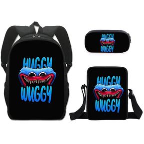 Poppy Playtime Huggy Wuggy Game Backpack Bolso Escuela Juego de tres piezas, Amapola