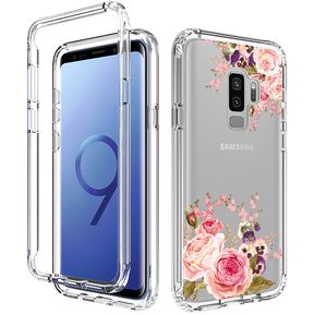 Estuche Carcasa De Flor Transparente 3 en 1 para Samsung Galaxy S9 Plus