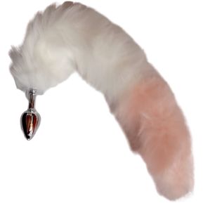 Plug anal cola de zorro metálico talla S blanco con rosa