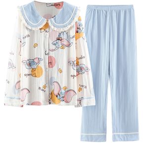 Pijamas Mujer ropa de salón ropa de casa conjunto blusa pantalón azul set