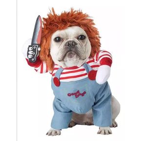 Disfraz Traje Chucky Terror Para Mascota  Perro S Razas Medianas