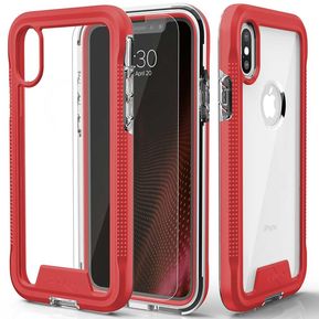 Funda ZIZO Ion para iPhone X y XS Transparente Rojo con mica...