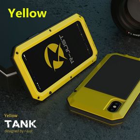 Funda protectora de gran resistencia armadura definitiva Metal aluminio teléfono carcasa para iPhone 6 6S 7 8 Plus X 4 4S SE 5C 5S a prueba de golpes a prueba de polvo(#Yellow Phone Case)