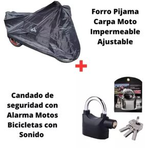 Combo Forro Carpa Moto Impermeable + Candado De Seguridad Con Alarma