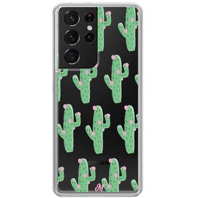 Funda Cactus Con Flor Rosa Shockproof Samsung S21 Ultra