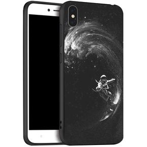 Espacio caso Luna iPhone XR XS Max X 11 Pro pintado de negro de la cubierta del teléfono para iPhone 7 8 7 8Plus 6S 6Plus SE caso De 2020(#x052)