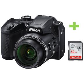 Combo Cámara Digital Nikon Coolpix B500 16 Mp Negro+Memoria SD 32GB.