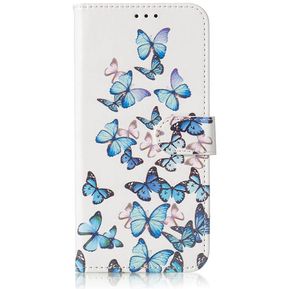 Azalea de la PU de la caja del teléfono de cuero para Samsung Galaxy S5 S6 S7 borde S8 más S9 S10 S10e A3 A5 2016 2017 A7 2018 A9 Nota 9 8 Flip Cover(#Small Blue Butterfly)
