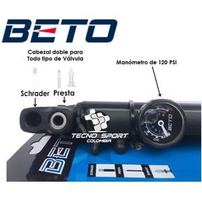 Inflador Beto Mini Bomba Aire Bicicleta 80 Psi Con Manometro