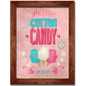 Cuadro Decorativo Vintage "Cotton Candy" 34x44 cms / Marco de Madera pintado a mano