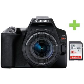 Camara Canon EOS Rebel SL3-250D+Kit 18 55mm IS STM-Negro+Memoria 16GB