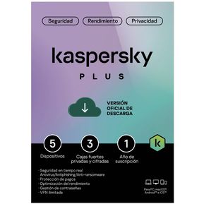 Antivirus Digital Kaspersky Plus 5 Dispositivos 1 Año
