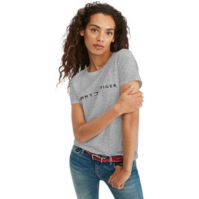 Camiseta Mujer Tommy Hilfiger T-Shirt Essential Logo Grey - Original
