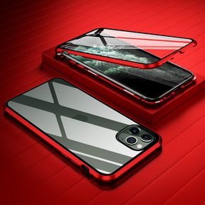 Funda magnética de doble cara para IPhone 11 Pro XR XS MAX X 8 7 6 6s Plus, funda magnética de cristal para iPhone 7, carcasa magnética(#Rouge)