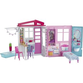 Casa De Muñecas Barbie  Juego Portátil  Con Piscina Y  Accesorios