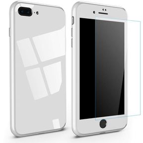 Bakeey Plating Estuche protector de cuerpo completo con adsorción magnética con protector de pantalla de vidrio templado para iPhone 7Plus / 8 Plus - 7P Blanco
