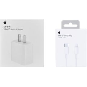 Cargador Apple USB-C18W Carga Rápida Para iPhone + Cable Original USB-C 1m