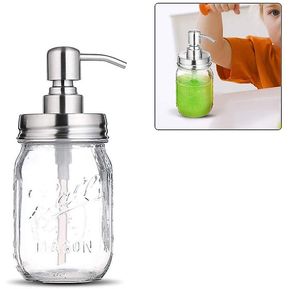 Dispensador de jabón de frasco de vidrio transparente con b...