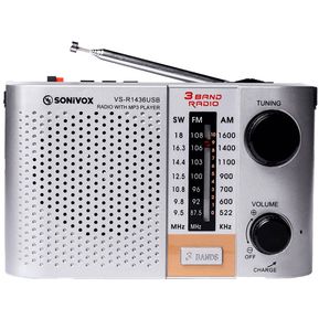 Radio Sonivox VS-R1436USB Radio 3 Bandas Fm Am Sw Auricular