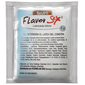 Lubricante Neutro Hipoalergénico Sachet 5g  Flavor Sex